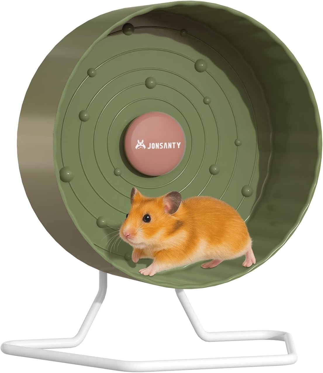 9.5″ Silent Hamster Wheel, Non-Slip Track, Exercise, Release Stress, Relieve Anxiety, Adjustable Height Stand, for Syrian Dwarf Hamster, Gerbil, Mice, Other Small Medium Sized Pets, Green