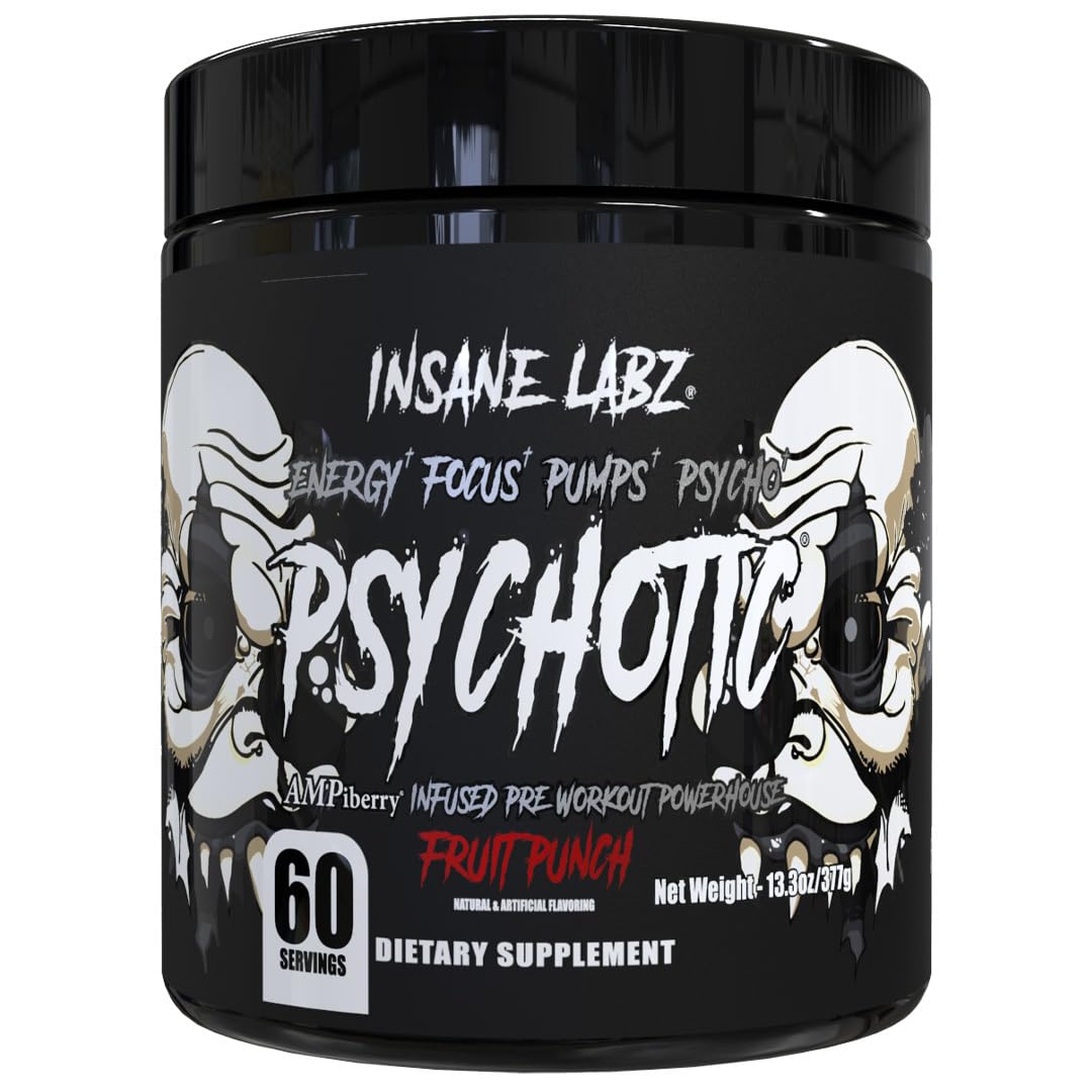 Insane Labz Psychotic Black Edition Mid Stimulant Pre Workout Powder, Energy Focus Pumps, Loaded with Creatine Beta Alanine Taurine Fueled by AMPiberry, 35 Servings (35, Citrus Grapefruit) — Amazon image 8