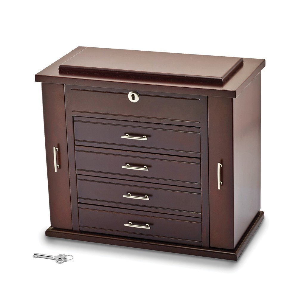 Mahogany Matte Finish Poplar Veneer Opening Sides Jewelry Box