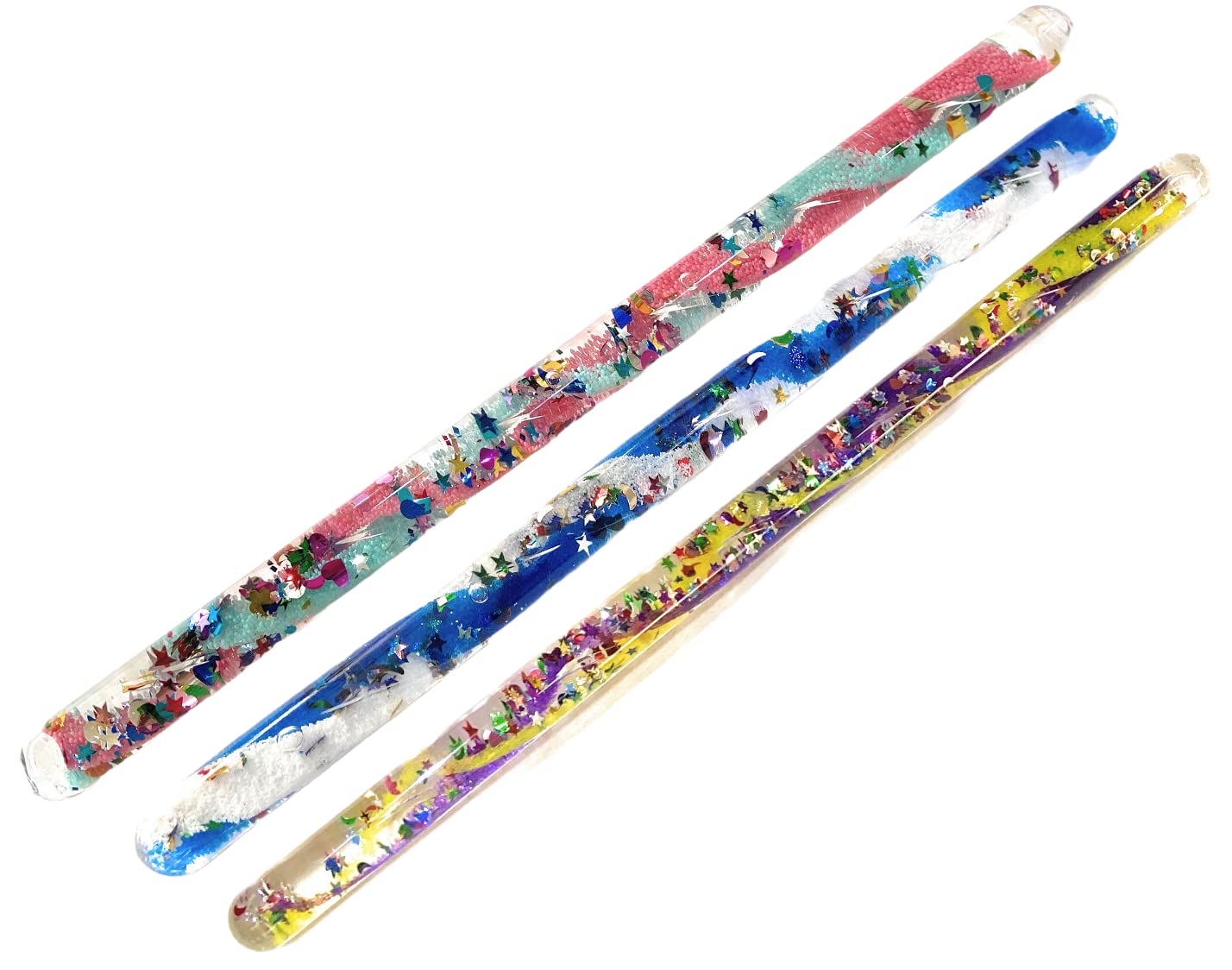 Star Magic Glitter Wand - Wand Tube Filled with Glitter Costume Accessory Princess Fairy Wizard Pretend Play- (3) Random Color Jumbo Size Wands