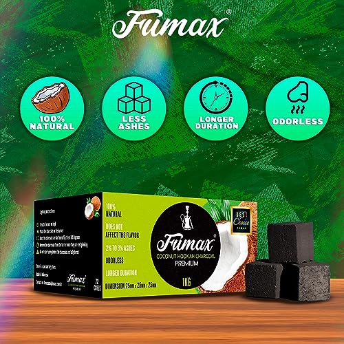 Premium Hookah Charcoal Coals. Charcoal briquette, Low Ash, No Odor, High Heat, Chemical Free Non-Quick-Light Charcoal. Coals are 100% Natural, Made of Coconut Shells. Pack with 72 Cubes 25mm - Image 3