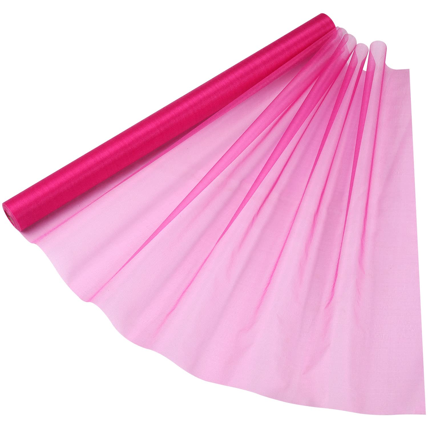 70cm x 15m Roll of Organza Sheer Fabric - Elegant Decorative Cloth for Wedding Chair Bows, Table Runners, Party Favours - Crafting Supplies for Ribbons, Dress Accents,and Bags, Hot Pink