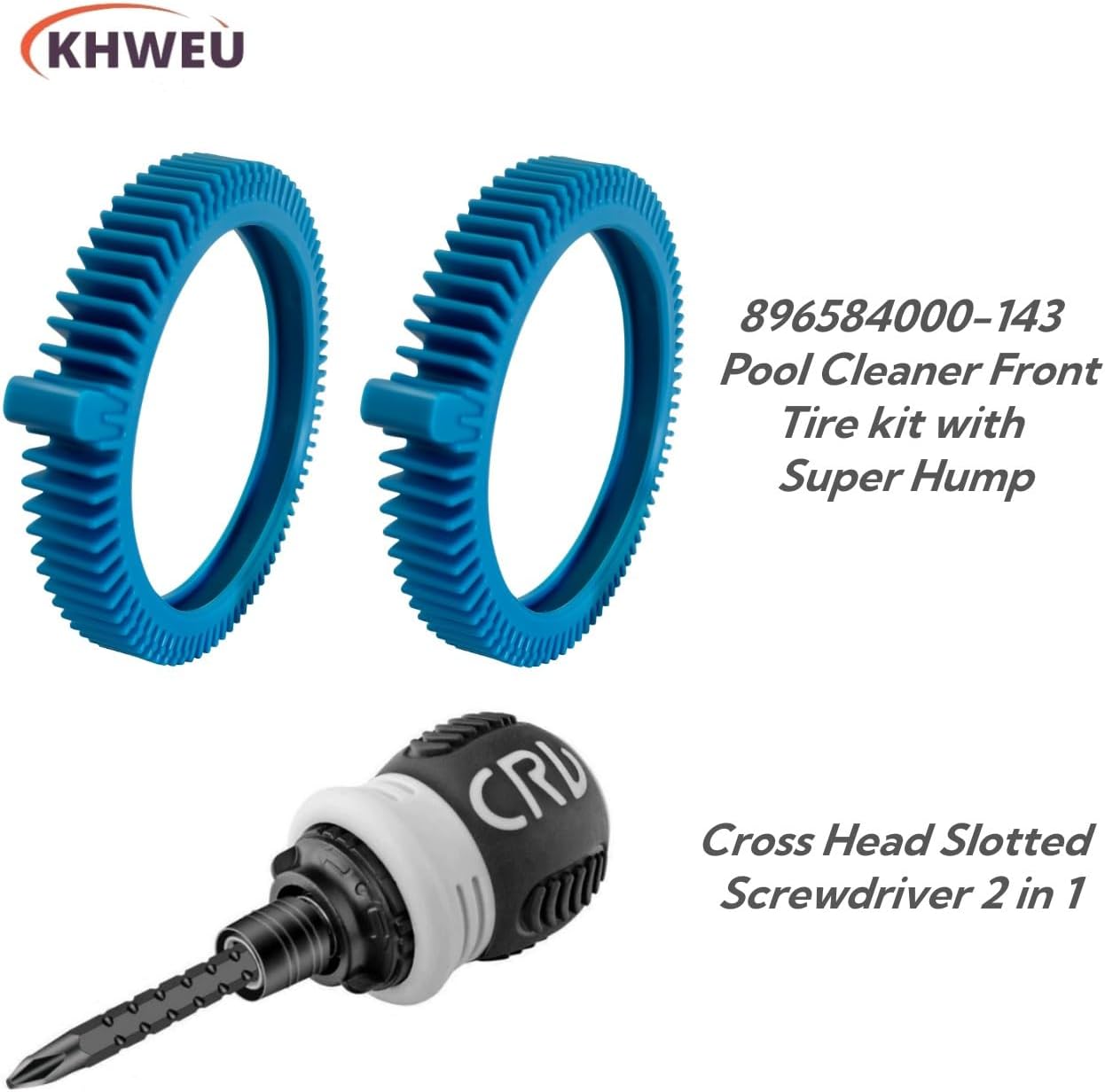 2025 Upgraded 896584000-068 Upper Body Turbine Cover Assembly、896584000-143 Blue Front Tire Kit with Super Hump Replacement for Pool Cleaners,with Screw Kit 896584000-204 and 1 Screwdriver