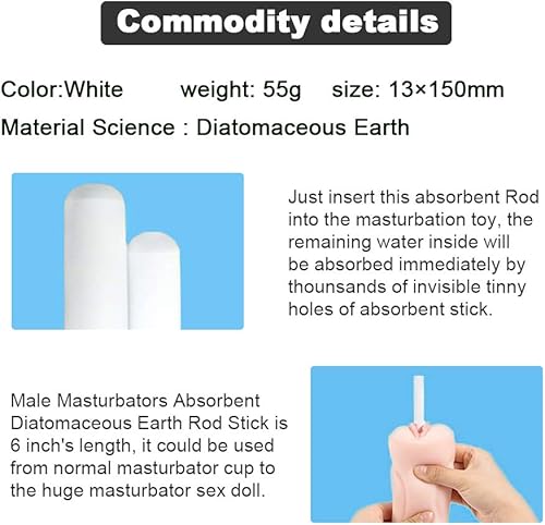 Miniatura 4 de Varilla absorbente para masturbador masculino, muñeca sexual de 6 pulgadas, barra de absorción de agua, barra de secado reutilizable para juguetes