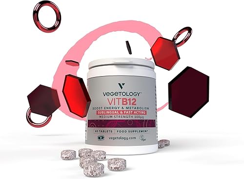 VEGETOLOGY Suplementos energéticos sublinguales de vitamina B12 veganos - Vitaminas para el metabolismo y suplementos de salud - Suplementos diarios
