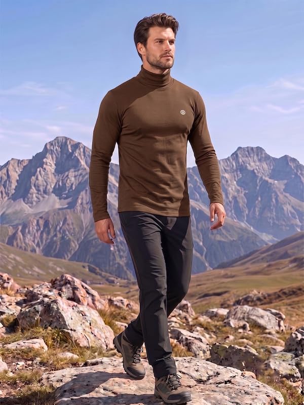 Image of CHKOKKO Winter Wear Cotton Plain Full Sleeve Turtle Neck Regular Fit T Shirt For Men