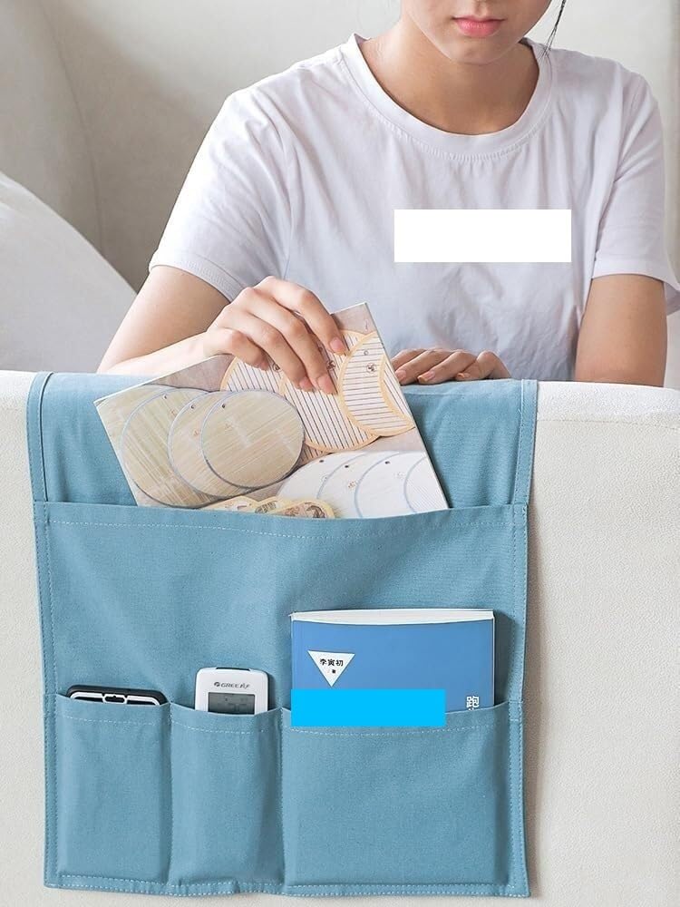Filcowa torba do przechowywania przy łóżku z kiesz Fotel Caddy z 5 kieszeniami na czasopisma, telefon, uchwyt na pilota, antypoślizgowe pokrowce, organizer, kieszenie na łóżko(Light Grey)