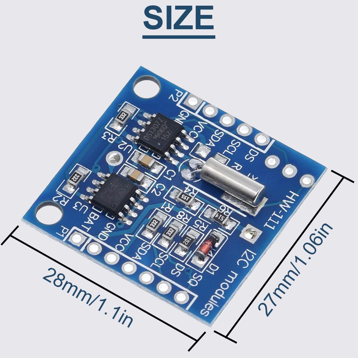 5PCS Tiny RTC I2C Modulo orologio in tempo reale AT24C32 Memoria di archiviazione Modulo orologio DS1307 ad alta precisione per Arduino per AVR ARM PIC SMD, con fila singola dritta