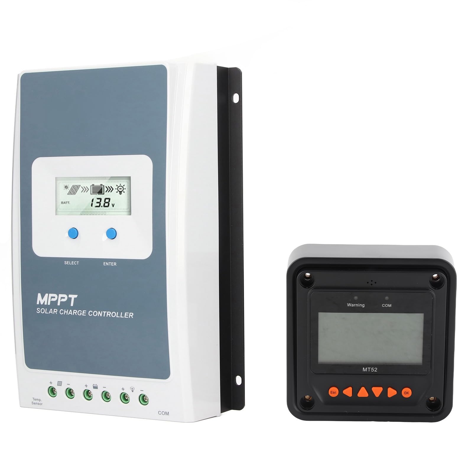 Regolatore di Carica Solare MPPT 40A con Telecomando e Sonda di Temperatura per e Impianti Domestici