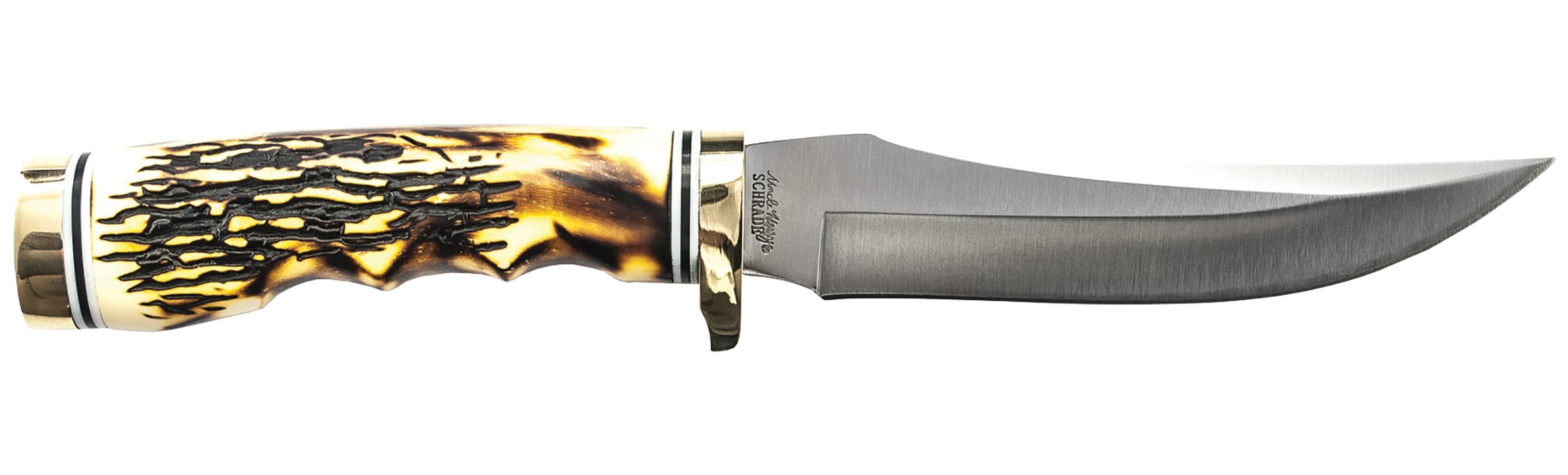Uncle Henry 153UHCP Golden Spike Fixed Blade Knife with 5in High Carbon S S Blade Staglon Handle Sharpening