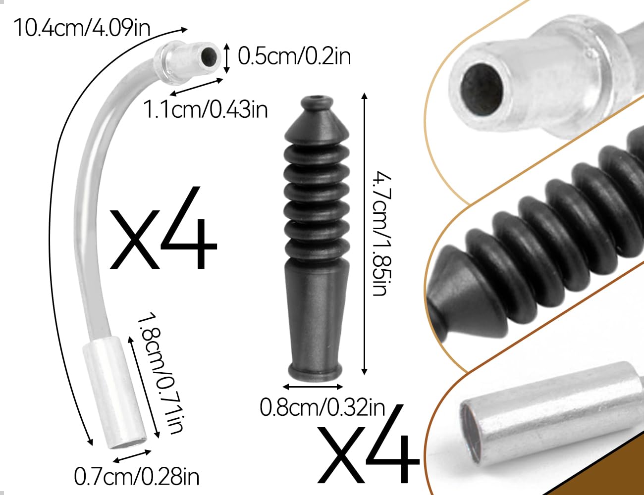 2 zestawy prowadnic do kabli rowerowych, kolanka przewodów hamulcowych V z rurami ze stopu aluminium i rurami z tworzywa sztucznego, do kabli hamulcowych, do użytku domowego i zewnętrznego