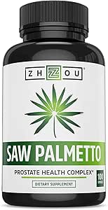 Zhou Nutrition Saw Palmetto Extract 500 mg, Prostate Health, Urinary Tract Support, DHT Blocker for Men and Women Hair Growth, Non-GMO, 100 Capsules (Packaging may vary)