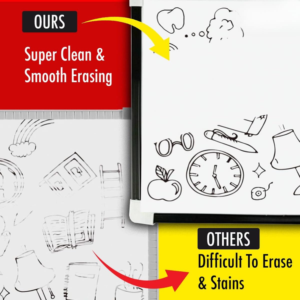 ProTech Dry Erase Whiteboard, A4 Magnetic Reminder Board, 29.5cm X 22.5cm Planner Board Or To Do List Whiteboard, 2Magnets, 1 Marker, Office, Home, Kitchen, School, Menu Planning Board - View #7