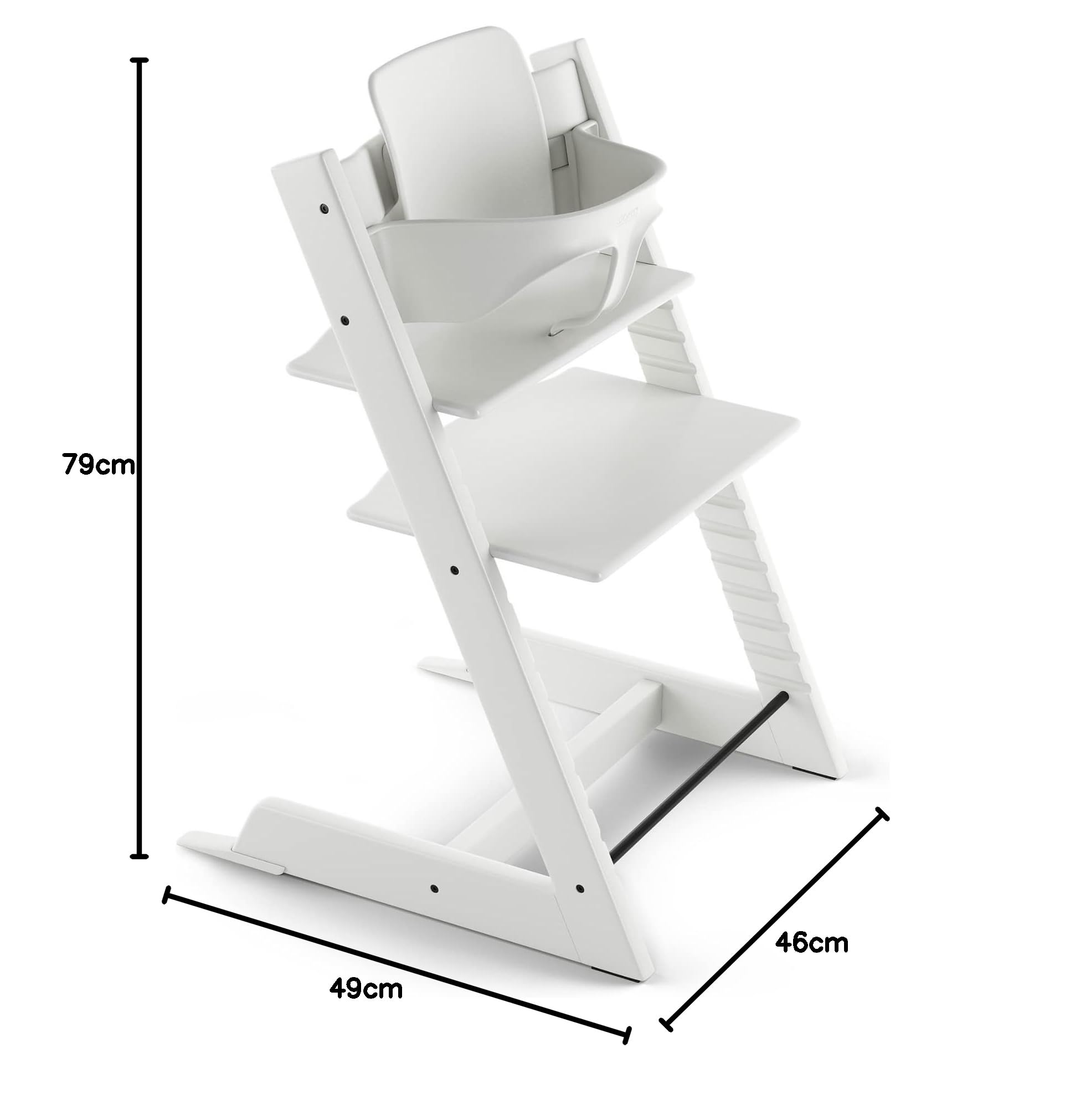 Chaise haute Tripp Trapp Stokke avec Baby Set, Blanc - Chaise évolutive et réglable, adaptable de la naissance à l’âge adulte - Pratique, confortable et ergonomique - Design classique