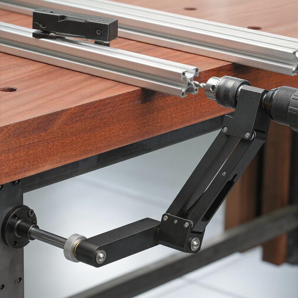 Soporte voladizo de aleación de aluminio para taladro de mano, brazo de soporte ajustable multiángulo vertical horizontal, mecanizado CNC con acabado anodizado para bricolaje de precisión