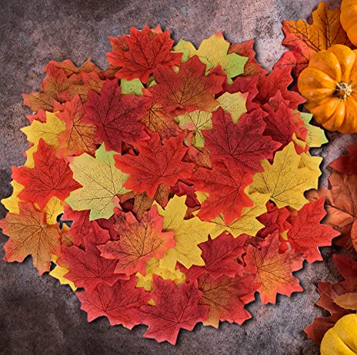 Joyin 240 Pcs Assorted Artificial Maple Leaves Mixed Fall Colored Fake Leaves With 5.5 Feet Long Maple Leaf Garland For Thanksgiving Decorations Wedding Events Decor #TOP4
