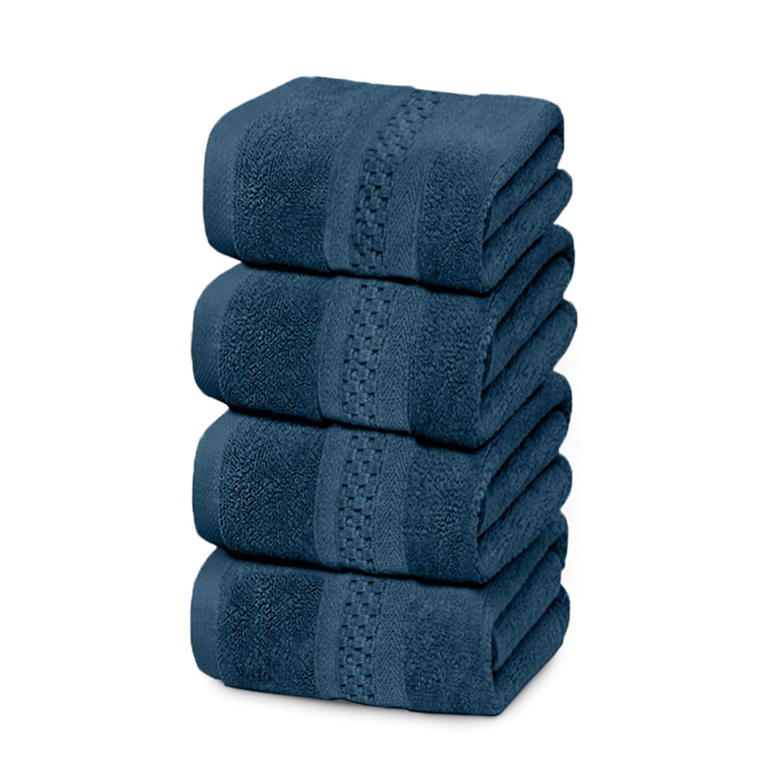 HOUSSE Nexora Cotton Face Towels Pack of 4 | Quick Absorption & Faster Drying Towels | 600 GSM | 30 x 30 cms | 4 Piece Face Towel Set for Men/Women | Urban Comfort (Stormy Blue)-image-1