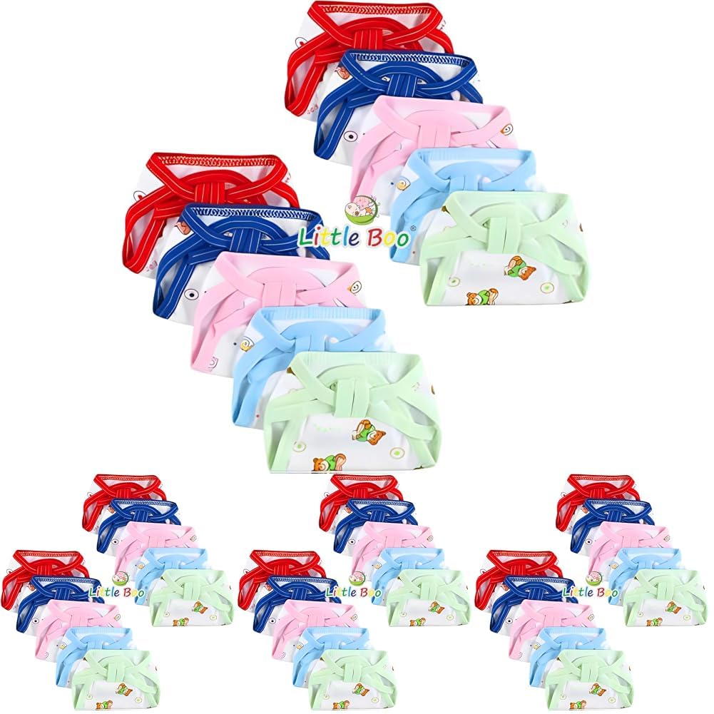 Little Boo new born Baby's Cotton Cloth Diapers/Langot/nappy U Shaped Washable and Reusable Nappies (Multicolour,0-6 Months) Pack of 40-image-48