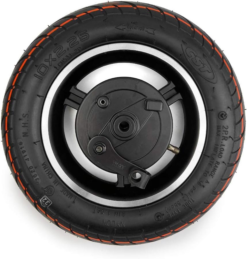10x2.25 Drum Brake Wheel with CST Tire and Inflated Tube Instead of Scooter General 10" Wheel with Axle Brake Handle Brake Cable