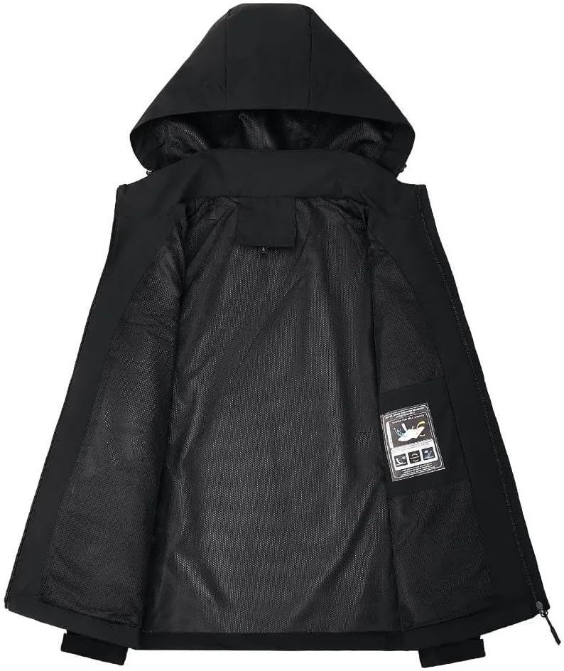 Men' Waterproof Rain Jacket Lightweight Outer Hooded Outdoor Raincoat Hiking Windproof Climbing Jackets