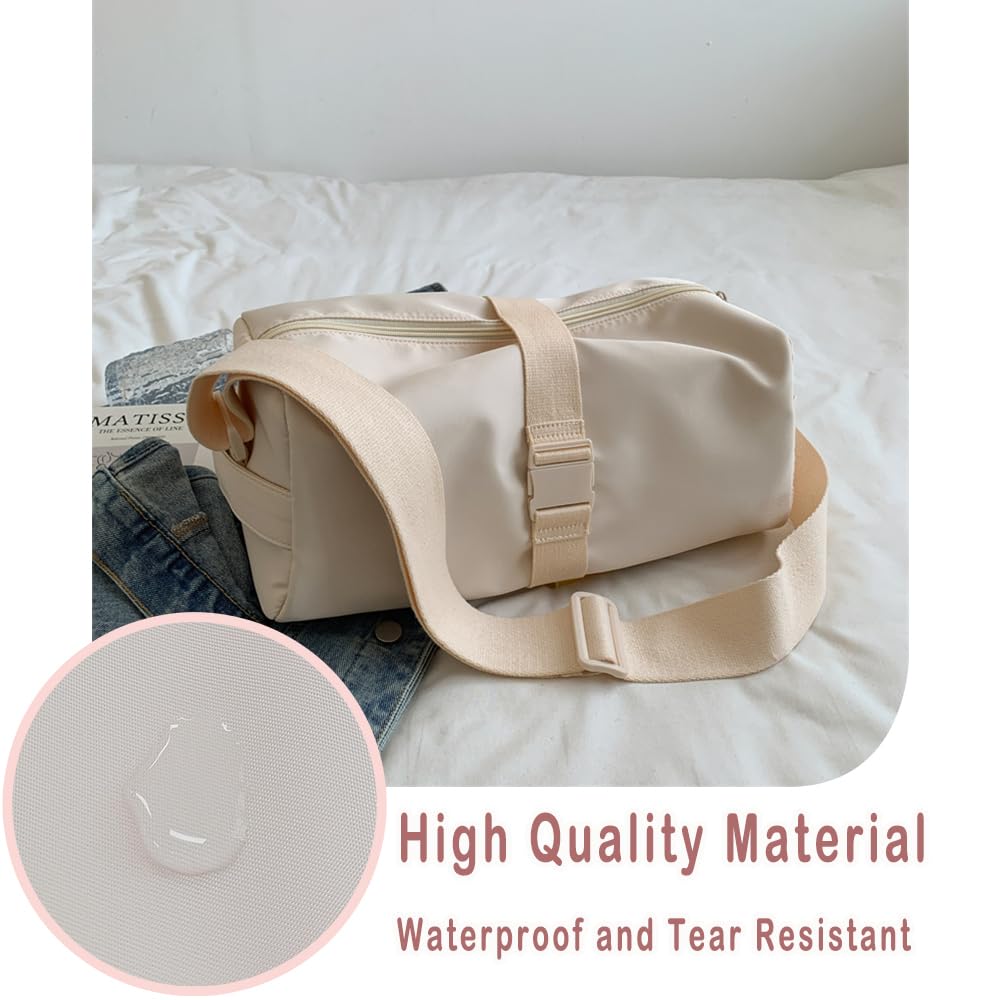 Borsone Palestra Piccola per Donna/Uomo, Woukksy Piccolo Borsa Sportiva Impermeabile per Yoga, Nuoto, 8.1L Oxford Borsa a Tracolla alla Moda Per Viaggi Di Fine Settimana, Pendolarismo (Bianco)