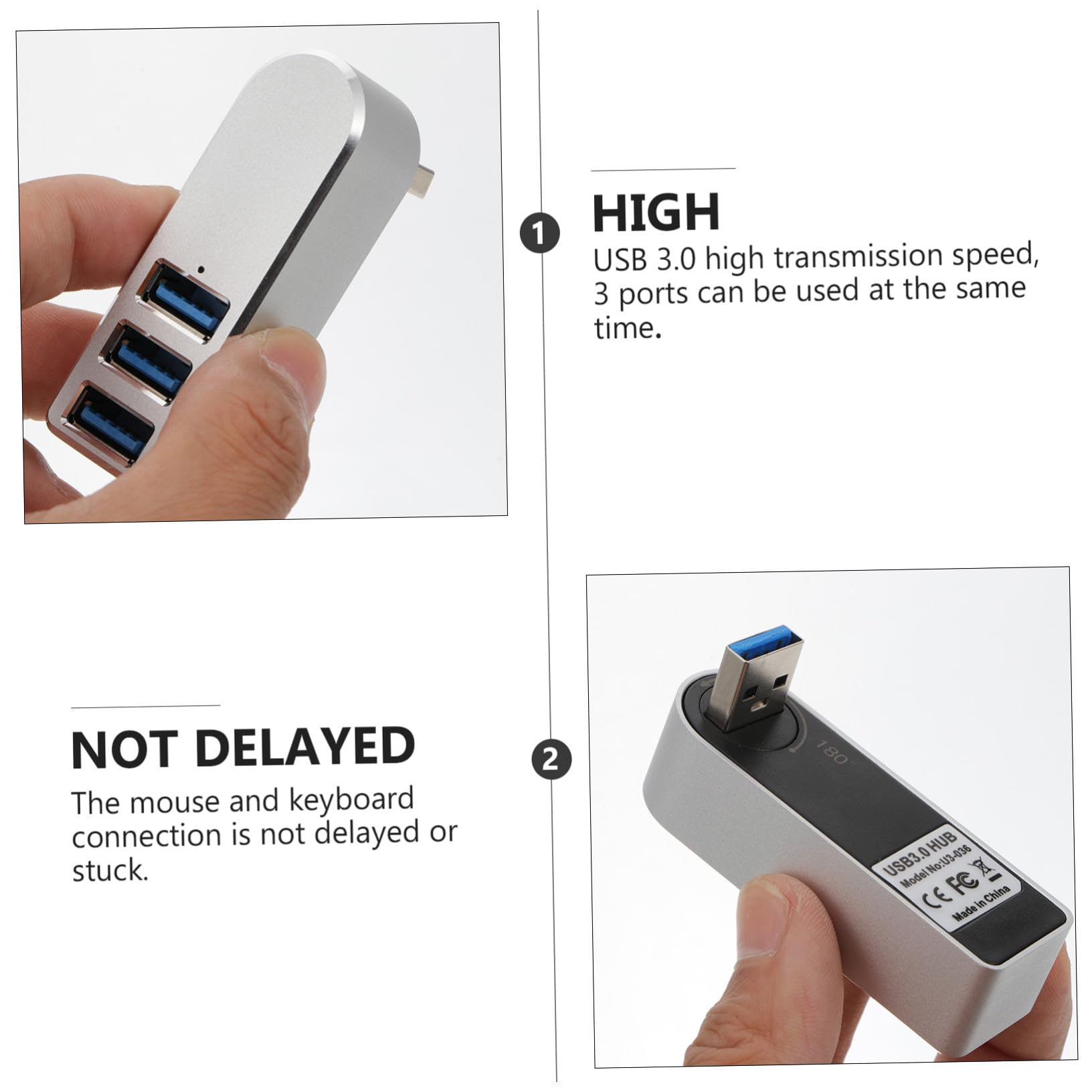 KOMBIUDA 3pezzi Hub Usb Con Porte Rotanti Dock Per Laptop e Dispositivi Usb Compatibile Con Facile Da Usare Trasferimento Dati Veloce Rallentamenti