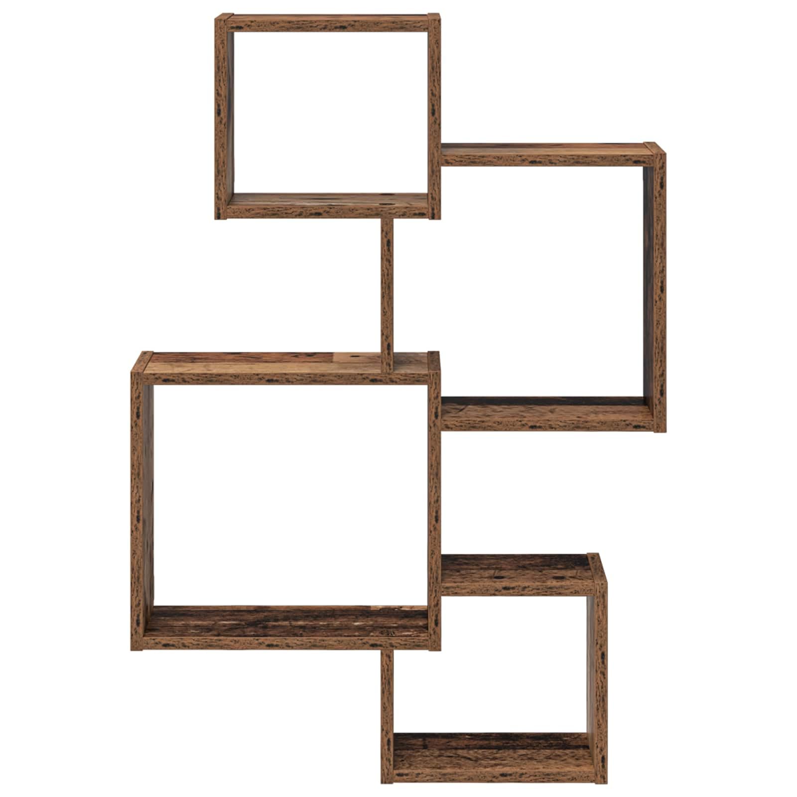 Étagère murale en bois vieilli - 64 x 13,5 x 91,5 cm - Étagère murale en bois pour salon, chambre à coucher, cuisine, salle de bain, bureau, peu encombrante, polyvalente, durable, moderne