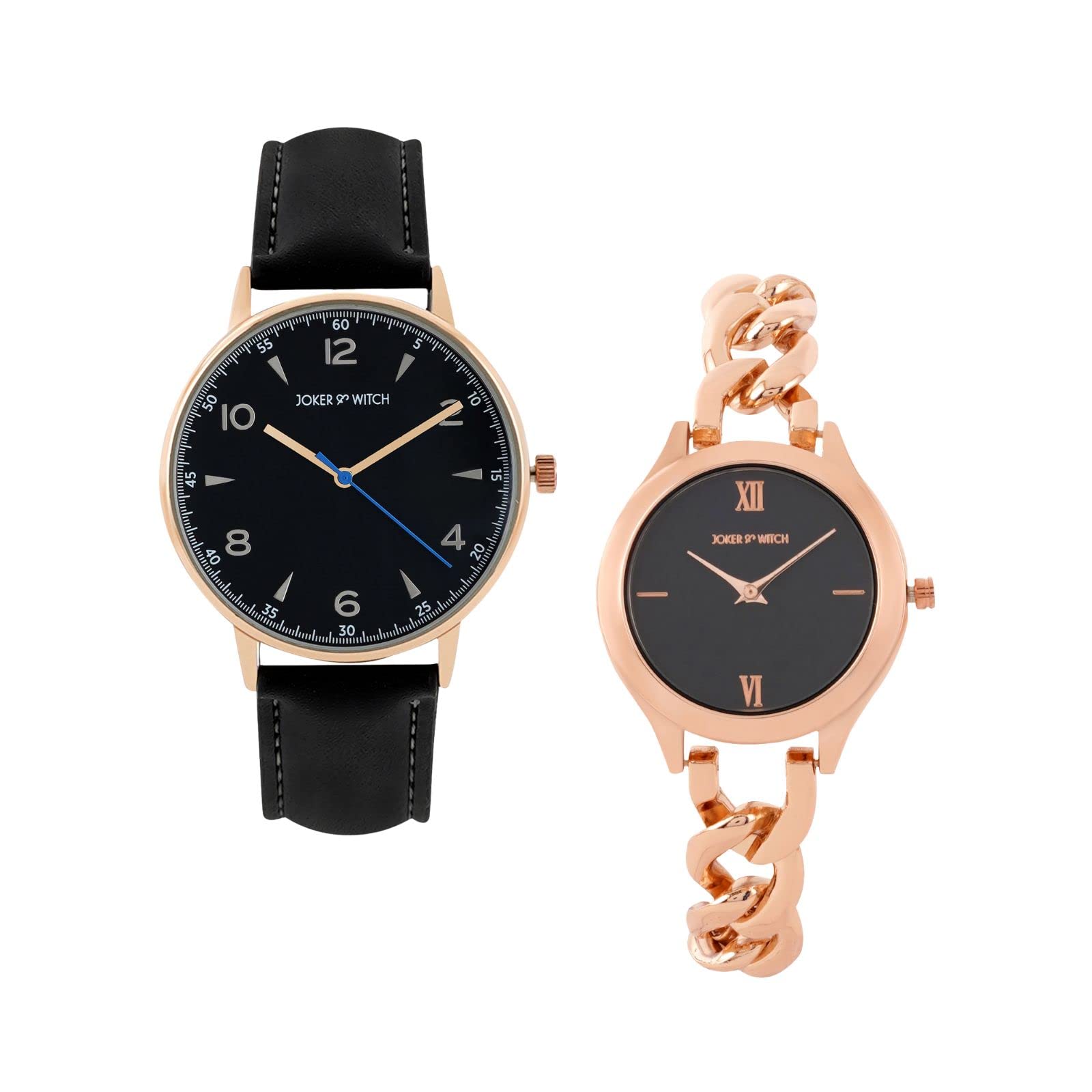 Joker & Witch Leather Adam & Behati Couple Analogue Watches, Black Dial, Black Band (B0BVB4H6KB) Amazon Price History, Amazon Price Tracker