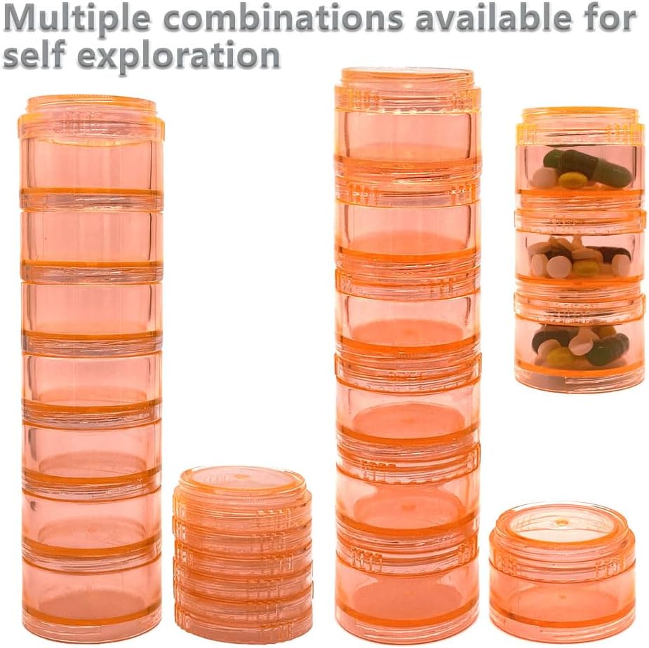 HaiSea 7-Compartment Stackable Pill Organizer, Round Daily Travel Pill Case image 5