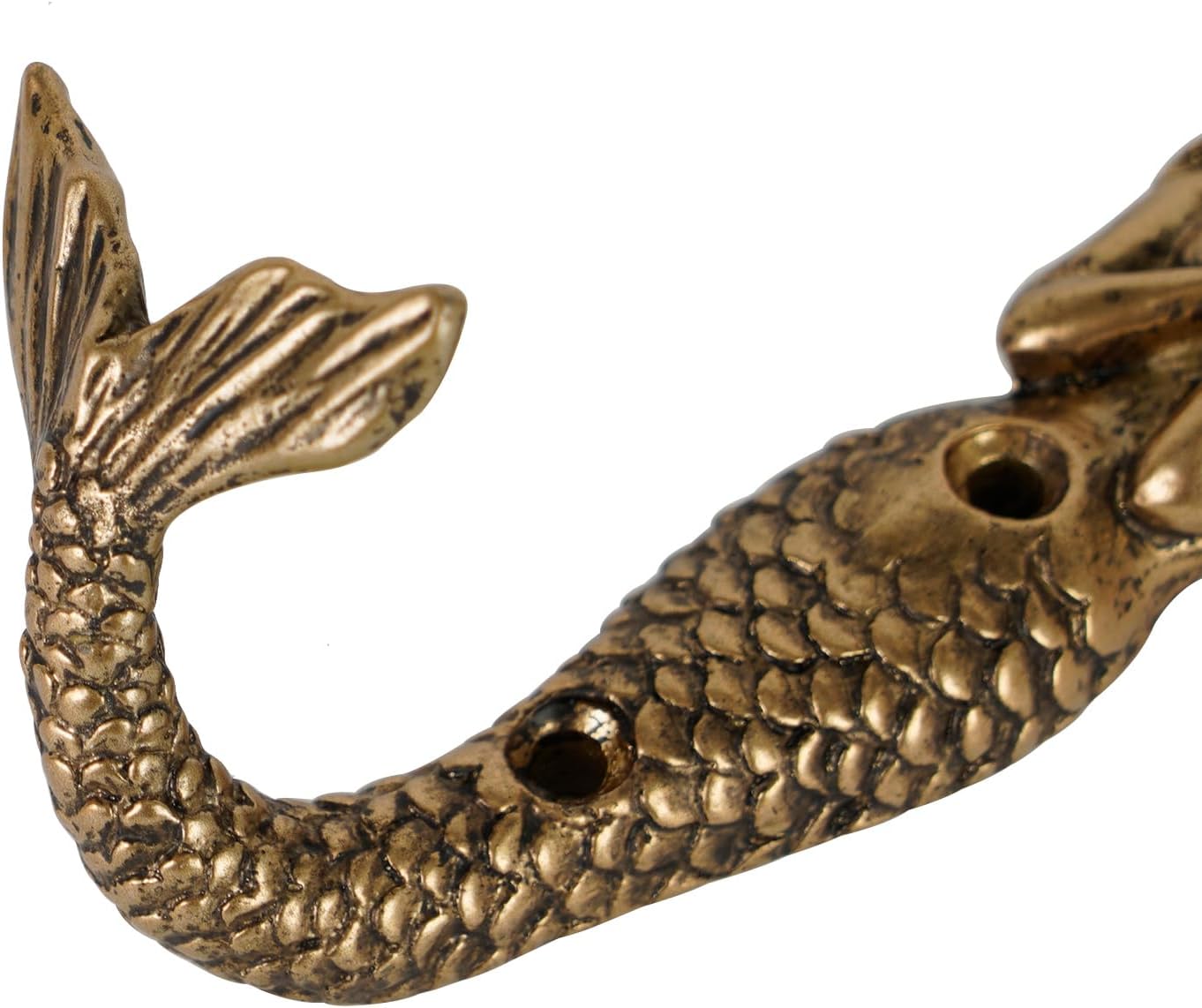 SOFFEE DESIGN 2pcs Gold Mermaid Shape Metal Wall Coat Hooks, Beach Decoration Wall Mounted Hanging Racks Coat Hooks for Keys, Towels, Clothes, Scarf, Bag - Image 8