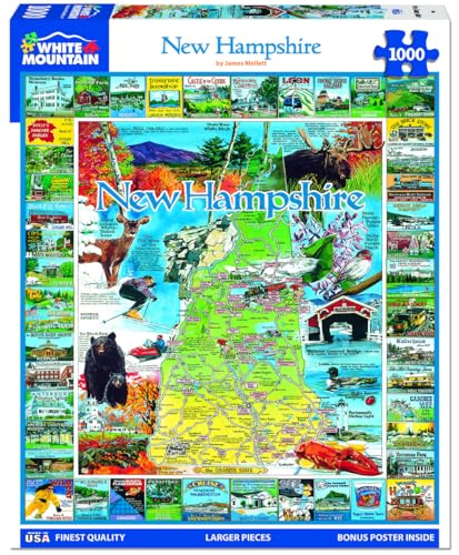 White Mountain Rompecabezas de 1000 piezas, Best of New Hampshire | Piezas grandes, regalo para adultos y familia, 24"x30" miniatura 1