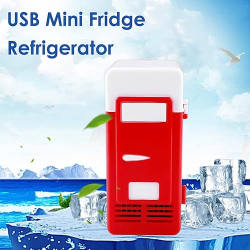 Miniatura 7 de Riloer Mini refrigerador portátil para automóvil, 5 V 10 W, enfriador y calentador de ahorro de energía, mini refrigerador USB LED con luz LED para