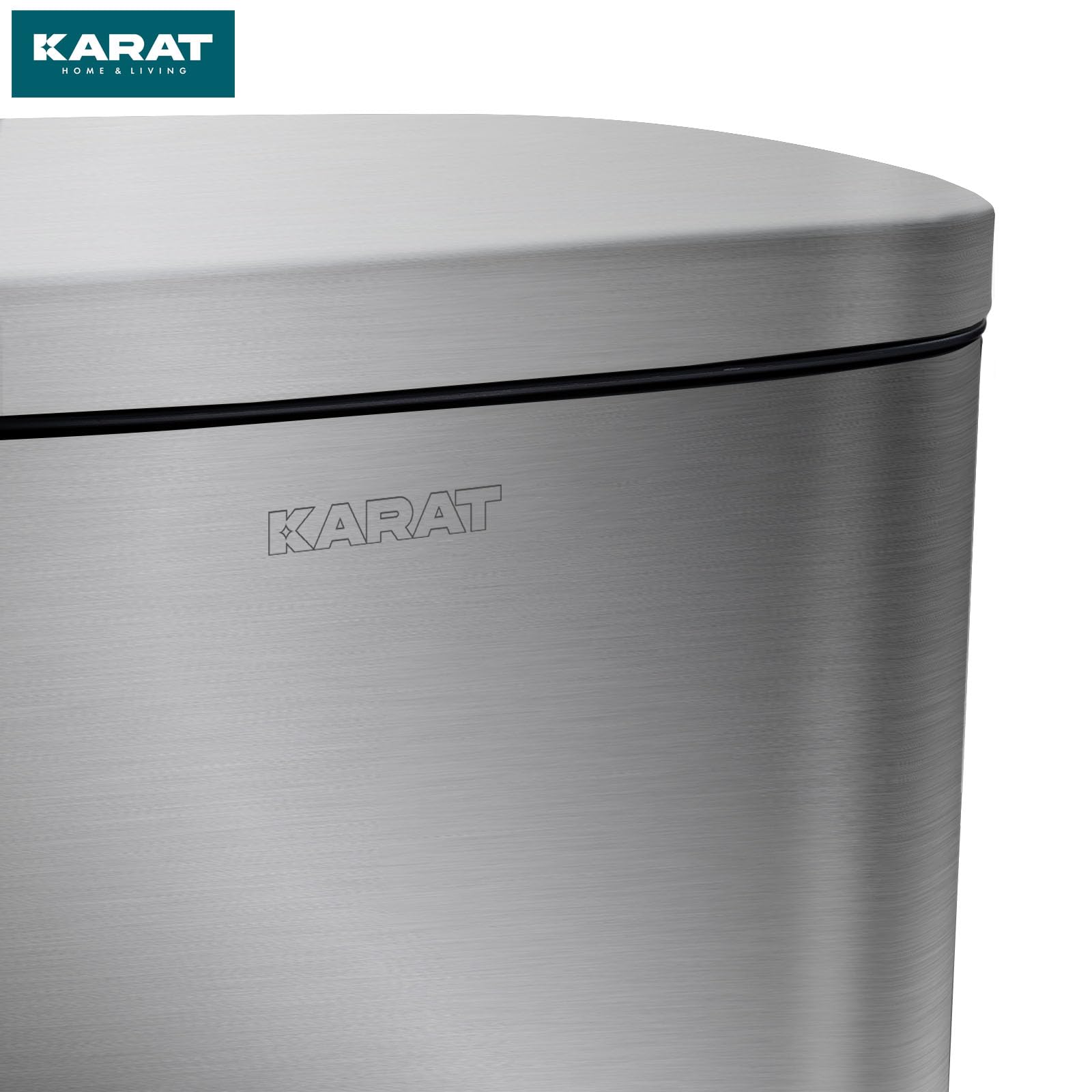 KARAT Mülleimer Silber 30 Liter - Abfalleimer aus Edelstahl - Mülltrennsystem für Küche - (Dustin)