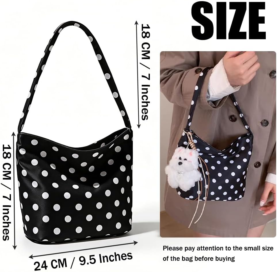 OULIGET Polka Dot Small Shoulder Bag, Stylish Tote Bag Hobo Handbags for Women,Underarm Purse with Magnetic Snap