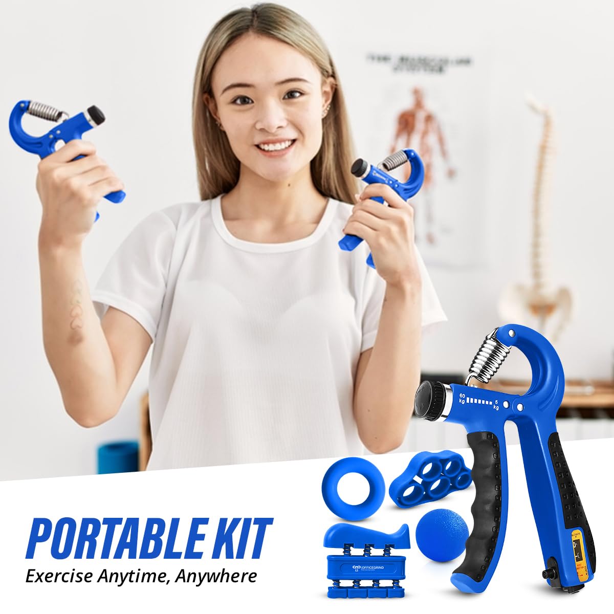 Kit de fortalecimiento de agarre de mano con ejercitador de dedos, estirador de dedos, agarre de antebrazo ajustable, anillo de agarre de ejercicio y bola de agarre para aliviar el estrés para atletas
