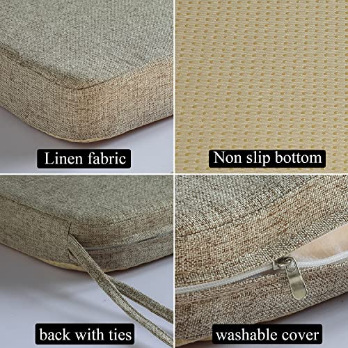 Chair Cushion for Dining Chairs with Ties Non Slip Memory Foam Kitchen Room Chair Pads for Outdoor Patio Furniture 4 Pack, Khaki by itenge - Used condition - Image 4