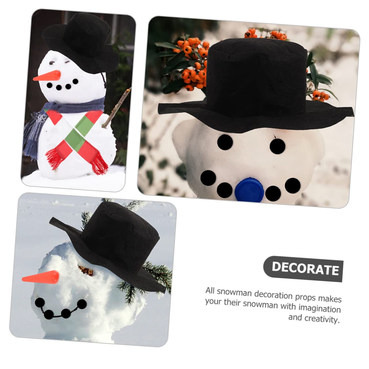 IMIKEYA 3 Sätze Schneemann Verkleiden Karotten-schneemann-Nase Weihnachtsmann-Puppen Winter Weihnachtsschneemanndekorationen Weihnachtsschneemann Dekore Schneemann Bausatz Hölzern