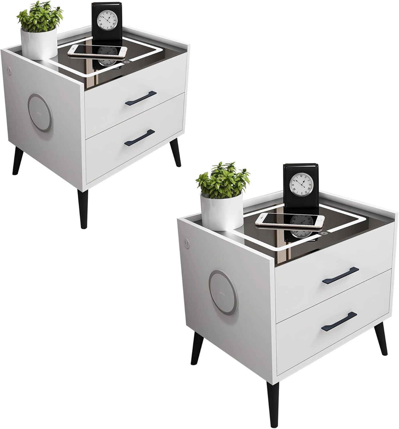 AVZEAR 2PCS Nightstand, Smart Nightstand Multifunctional