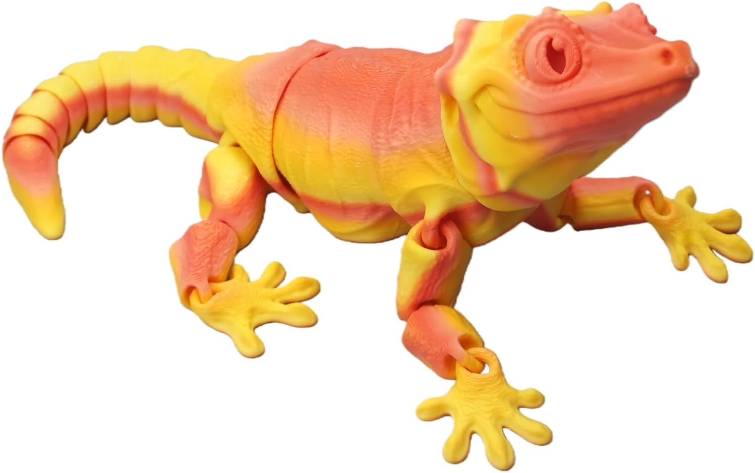 3D Printed Articulated Gecko/Lizard Figurine, Poseable Joints, Home/Office Decor, Animal Collectible, Multi-Color Options with Bi-Color Gradients (Gradient Orange-Yellow)