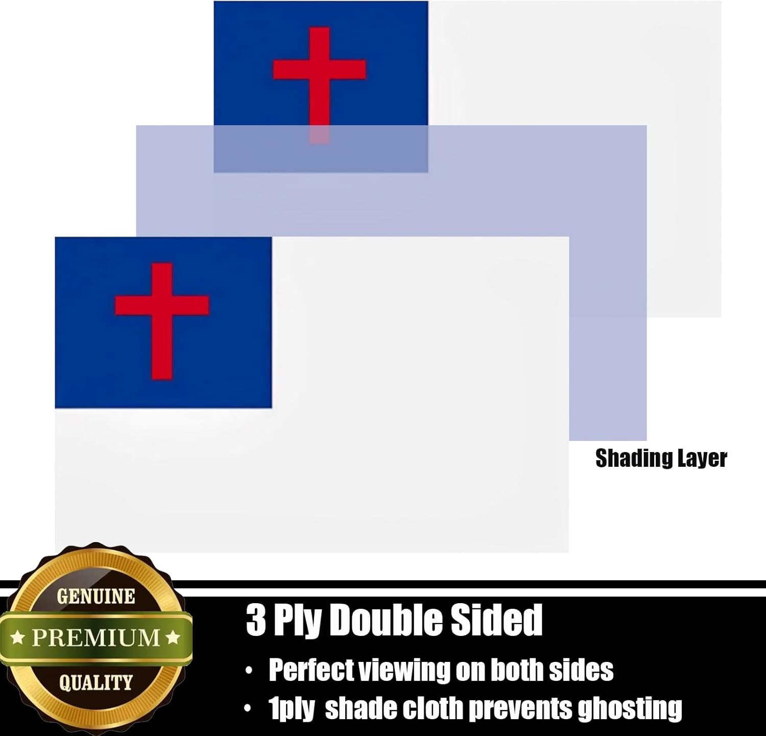 Christian Flag 3x5 FT Sturdy for Outside, Heavy Duty 3Ply Polyester Christian Church Flags Outdoor, Double Sided Long Lasting Cross Jesus Flag Brass Grommets - Image 2