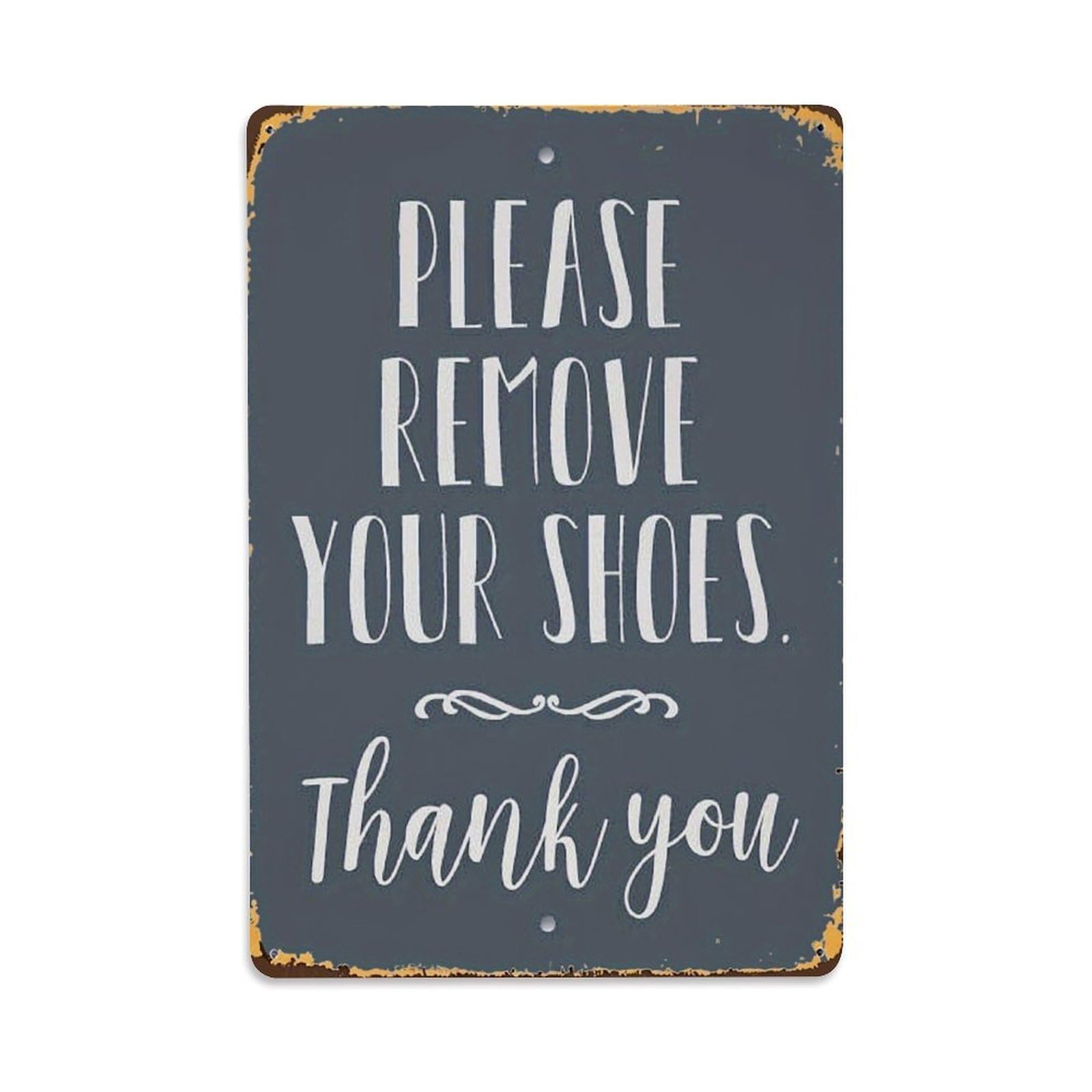 Nestemfo Vintage Please Remove Your Shoes Thank You Tin Sign Metal Sign, Living Room,Bar, Home, Bedroom Wall Decor,Retro Metal Poster 8X12 Inches