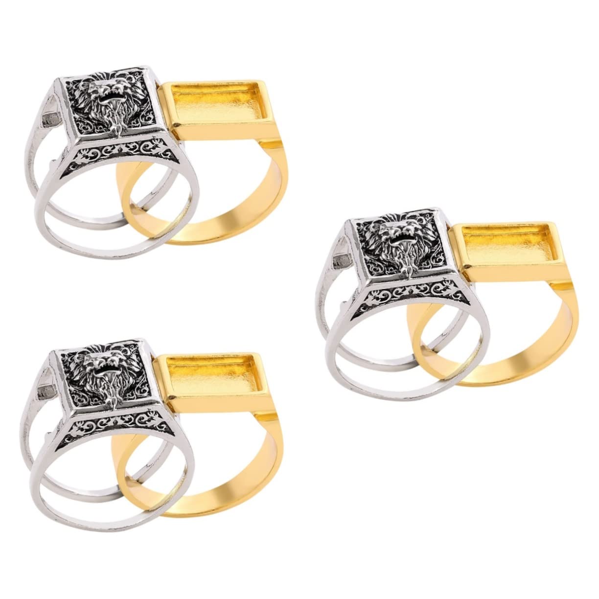 COHEALICOHEALI 3 Piezas anillo de caja de león joyas de acero inoxidable para hombres joyas de acero inoxidable para mujer bike anillos anillo de ataúd cinerario joyería punk mini bicicleta urna