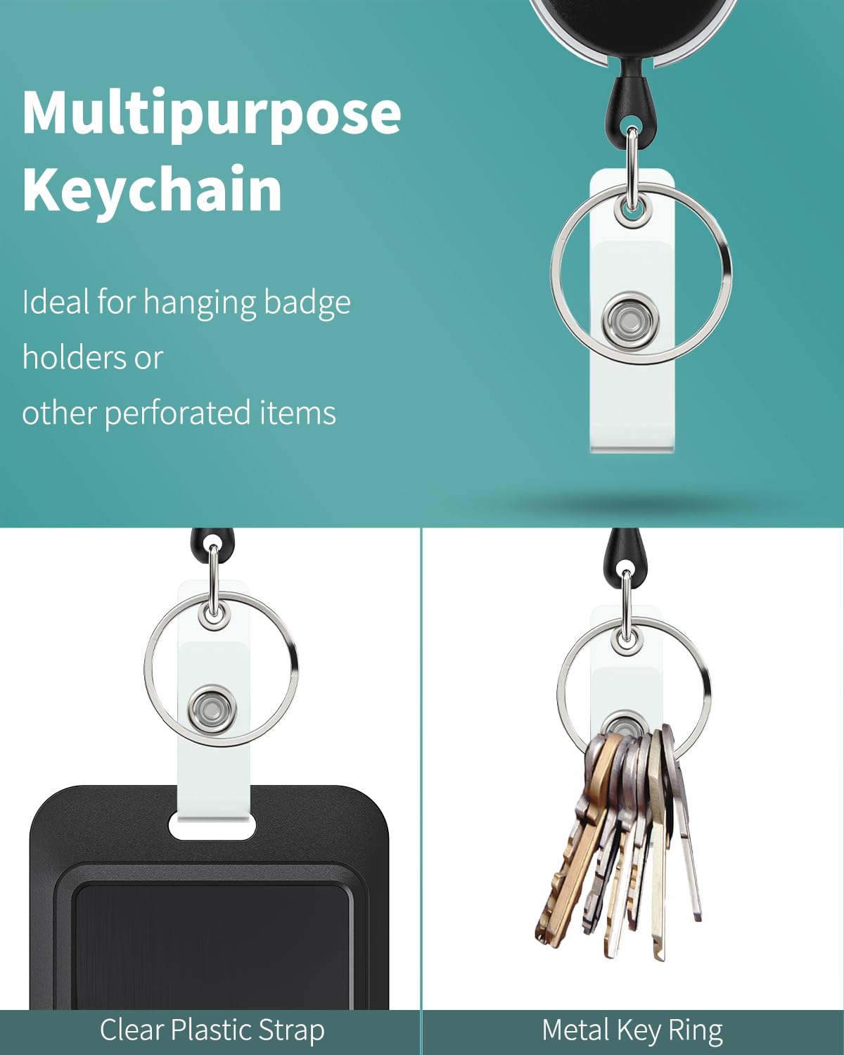 Porte-clés Rétractable X5 - Badge, Clés, étendu Jusqu'à 60 Cm, Boîtier ABS Solide - 8