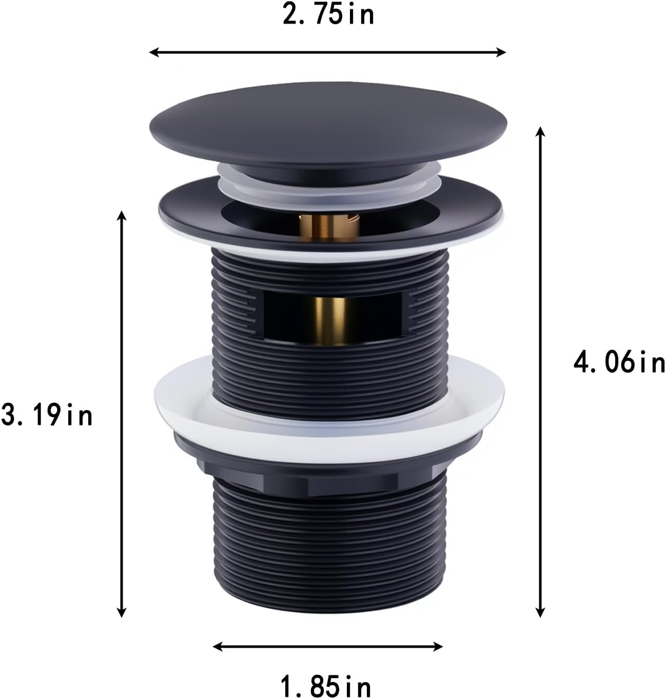 Freestanding Bathtub Drain Brass Pop-up Bathtub Drain Plug,Suitable for Most Freestanding Bathtubs Comes with a Cover and a Pop-up Core for Replacement (Matte Black)