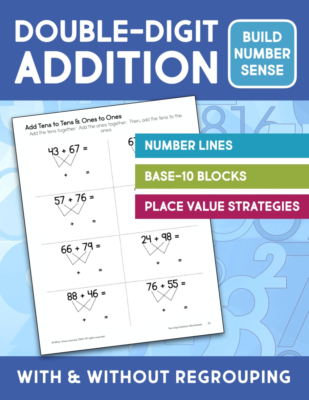 Double-Digit Addition Workbook Math Practice for 2nd Grade: Build Number Sense with Number Lines and Place Value Strategies