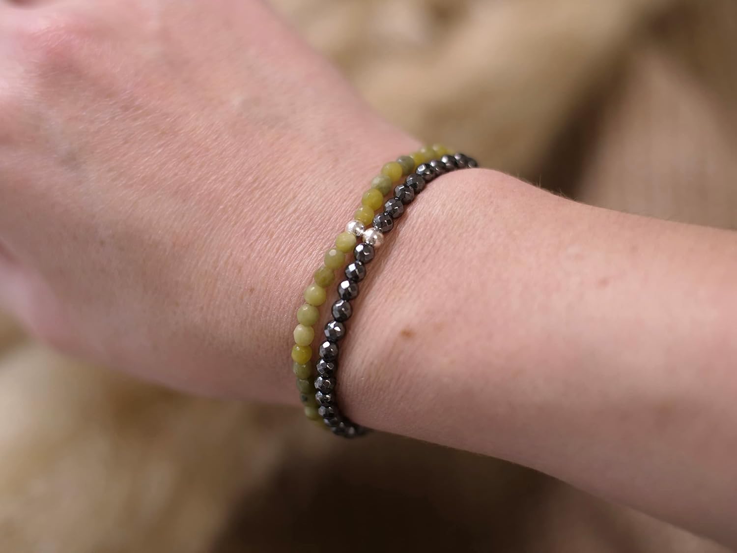BERGERLIN Real natural stone bracelet - Tested and certified in Germany - Genuine bracelets with 925 Sterling silver pearl and faceted pearls
