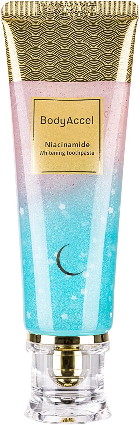 BodyAccel Niacinamide Whitening Toothpaste – Intensive Stain Removal, Natural Gentle Formula for Teeth Whitening & Gum Care, Fresh Breath, Fluoride-Free (1 Pack)