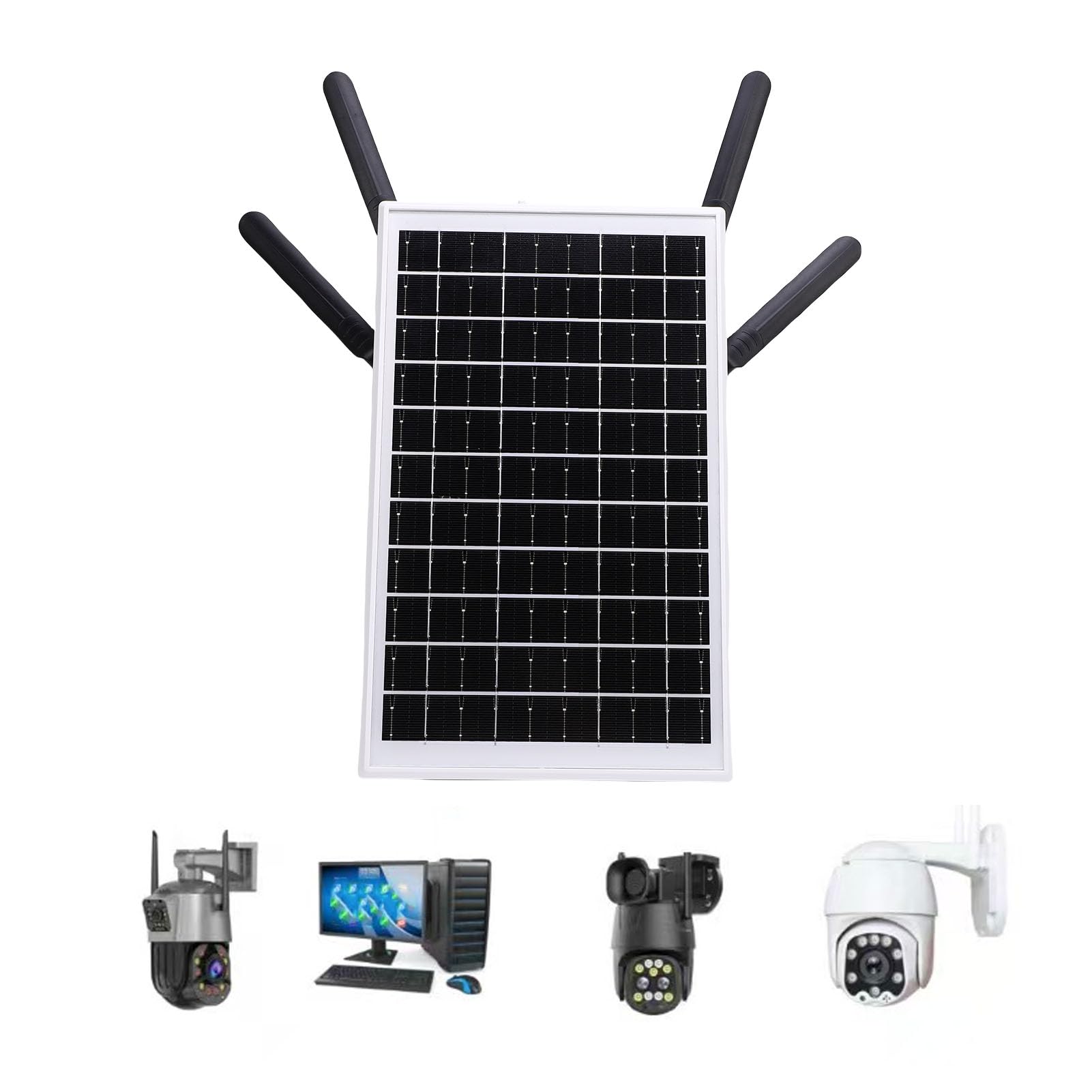 ASHATA Router Modem 4G LTE Alimentato a Energia Solare da 12W, 300 Mbps Solar WiFi 6 Extender con Slot per Schede SIM, 150 M a Prova di Acqua IP66, 18000MAH, 8 Accessi del Dispositivo (Antenne