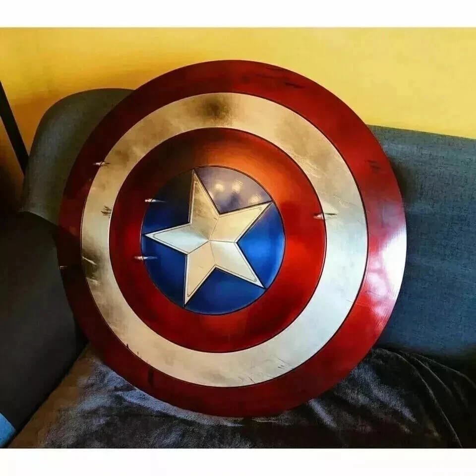 Scudo di Capitan America in metallo 1:1, MCU Movie Prop Battle Damage Captain Shield