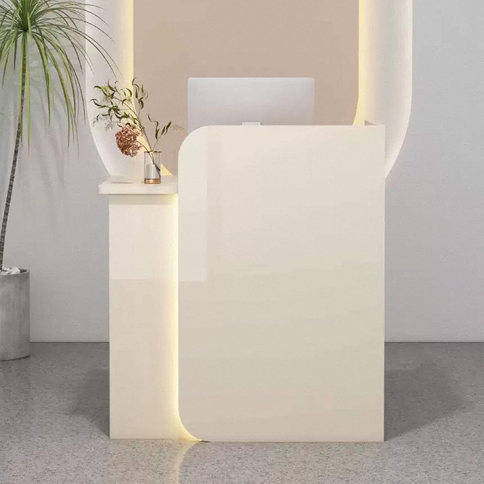 Scrivania da reception con serratura, 140 cm, elegante bancone per saloni di design per sale d'attesa e sale d'attesa, mobili moderni per la reception per aziende, maggiore sicurezza e funzionalità